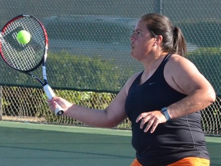 Pirate sophomore Tricia McClain was victorious Friday at No. 4 singles as the VC women's tennis team recorded its first win of the season against Cypress.