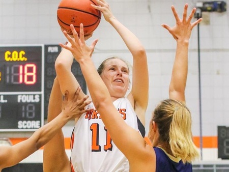 Pirate freshman Kylie Vint had 12 points and six rebounds in VC's victory over Antelope Valley Friday.