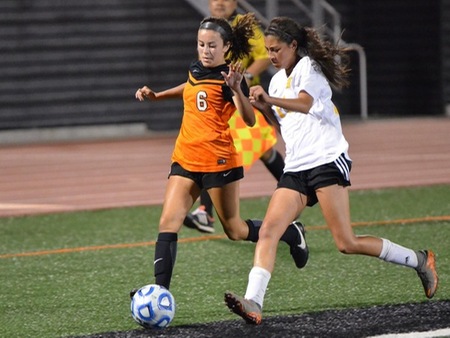 VC freshman Paulina Aldrete (6) scored a goal and had two assists in the Pirates' 5-0 shutout win over Hartnell in the Nike Soccer Community College Showcase Thursday at the Sportsplex.