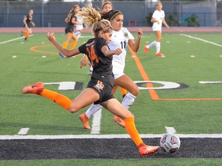 VC freshman Jacqueline Rivera (14) and her Pirate teammates had numerous scoring opportunities in the second half of Tuesday's 1-0 loss to Citrus College at the Sportsplex.