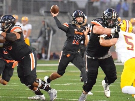 VC quarterback Jake Constantine passed for 227 yards and five touchdowns in the Pirates' 44-34 victory over Saddleback Saturday at the Sportsplex.