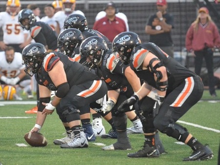 The VC offensive line powered the Pirate offense to 512 yards of total offense in VC's 39-13 win at East Los Angeles, pushing head coach Steve Mooshagian into a tie for the most victories in school history.