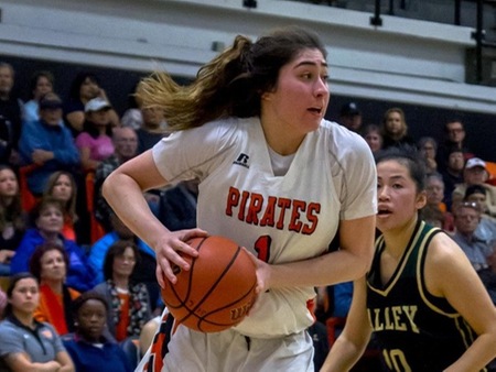 VC freshman Davina Del Castillo had a double-double of 11 points and 13 rebounds, helping lead the Pirates to a 65-50 win over LA Valley in the CCCAA SoCal Regional Finals Saturday at the Athletic Event Center. (photo by Felix Cortez)