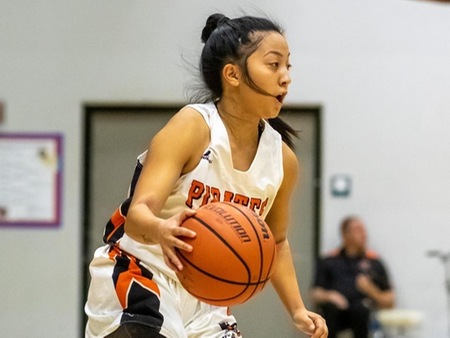 Freshman guard Alyssandra Lacanilao had 10 points, seven in the fourth quarter, in the No. 4-ranked Pirates' 62-51 victory over No. 9 Irvine Valley Saturday in the VC-Optimist Club Holiday Classic. (photo by Felix Cortez)