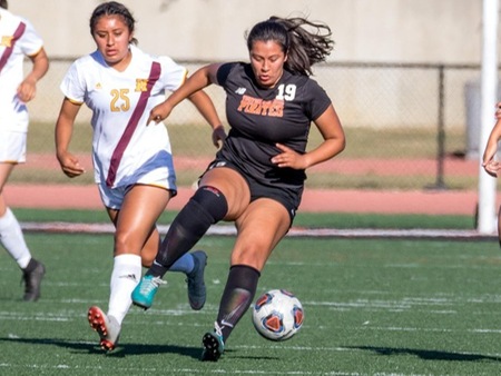 Jacky Espinosa made it three goals in the last three games with a pair of scores in VC's 2-0 win at Hancock on Friday afternoon.